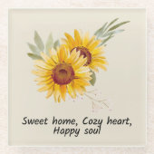 Gemütliches Herz mit Sonnenblumen Untersetzer (Vorderseite)