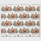 Gemütliches Hochland Kuh Farm Tier Frohe Weihnacht Geschenkpapier (Flach)