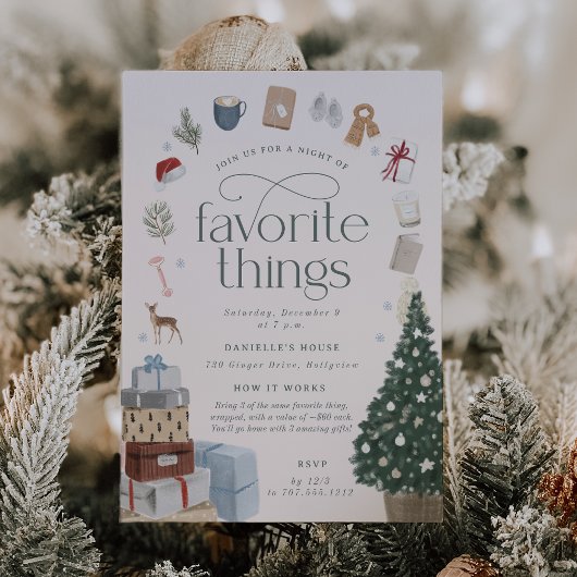 Gemütliches Holiday Favorite Things Party Einladung