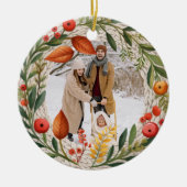 Gemütliches Holiday Wreath Foto Frame Keramik Ornament (Vorne)