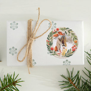 Gemütliches Holiday Wreath Foto Frame Runder Aufkleber