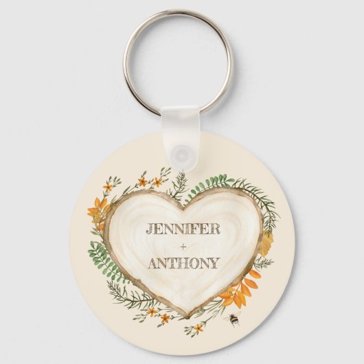 Gemütliches Holzkohlenkern Holzherz Personalisiert Schlüsselanhänger (Vorderseite)