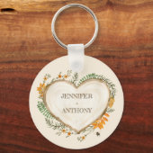 Gemütliches Holzkohlenkern Holzherz Personalisiert Schlüsselanhänger (Vorderseite)