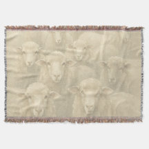 Gemütliches Hygge-Aquarell-Schaf in neutralem Tonm