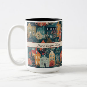 Gemütliches Hygge-Dorf nordische Volkskunst, indiv Zweifarbige Tasse