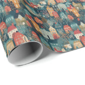Gemütliches Hygge Village Nordic Folk Geschenkpapier (Rolleneckpunkt)