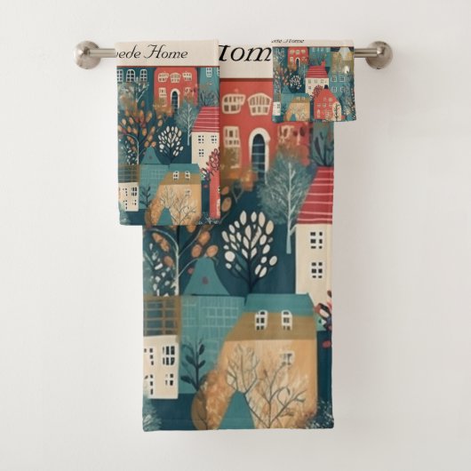 Gemütliches Hygge Village Nordic Folk Kunst, Brauc Badhandtuch Set (Insitu)