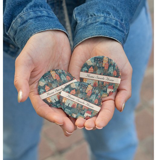 Gemütliches Hygge Village Nordic Folk Kunst, Brauc Button