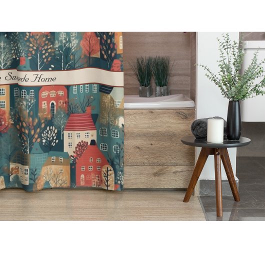 Gemütliches Hygge Village Nordic Folk Kunst, Brauc Duschvorhang