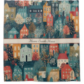 Gemütliches Hygge Village Nordic Folk Kunst, Brauc Duschvorhang (Vorderseite)