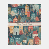 Gemütliches Hygge Village Nordic Folk Kunst, Brauc Fleecedecke (Vorderseite)