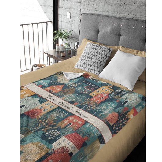 Gemütliches Hygge Village Nordic Folk Kunst, Brauc Fleecedecke