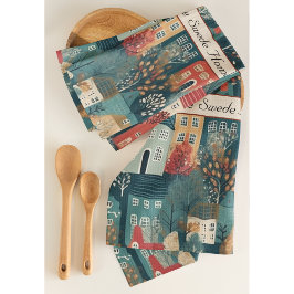 Gemütliches Hygge Village Nordic Folk Kunst, Brauc Geschirrtuch