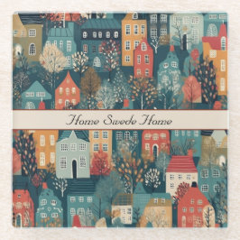 Gemütliches Hygge Village Nordic Folk Kunst, Brauc Glasuntersetzer
