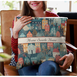 Gemütliches Hygge Village Nordic Folk Kunst, Brauc Kissen