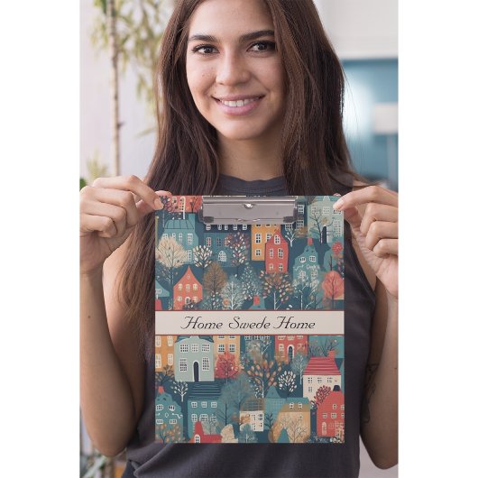 Gemütliches Hygge Village Nordic Folk Kunst, Brauc Klemmbrett