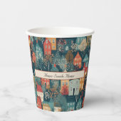 Gemütliches Hygge Village Nordic Folk Kunst, Brauc Pappbecher (Vorderseite)