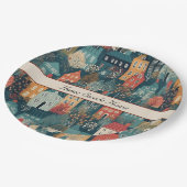 Gemütliches Hygge Village Nordic Folk Kunst, Brauc Pappteller (Schrägansicht)