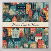 Gemütliches Hygge Village Nordic Folk Kunst, Brauc Poster (Vorne)