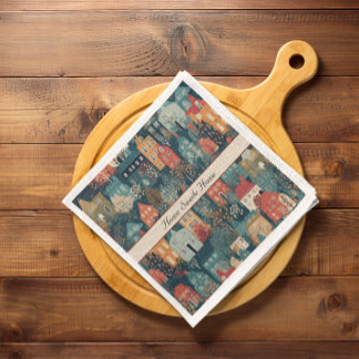 Gemütliches Hygge Village Nordic Folk Kunst, Brauc Serviette