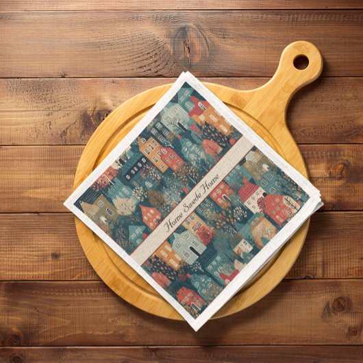 Gemütliches Hygge Village Nordic Folk Kunst, Brauc Serviette