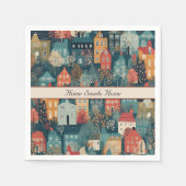 Gemütliches Hygge Village Nordic Folk Kunst, Brauc Serviette (Vorderseite)