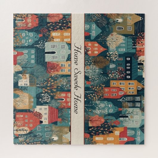 Gemütliches Hygge Village Nordic Folk Puzzle (Horizontal)