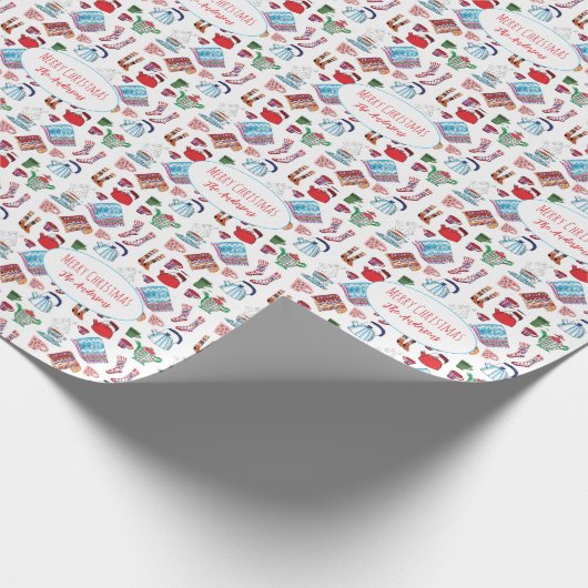 Gemütliches Hygge Weihnachten Hand Gezeichnet Pers Geschenkpapier (Ecke)