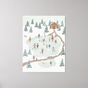 Gemütliches Ice Skaten Rink Winter Illustration Leinwanddruck