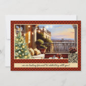 Gemütliches italienisches Balkons Weihnachtsessen  Einladung (Rückseite)