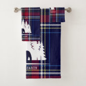 Gemütliches Kabinendekor, klassisch Kariert in Nav Badhandtuch Set (Insitu)