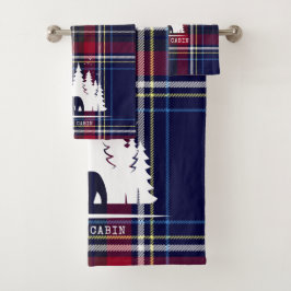 Gemütliches Kabinendekor, klassisch Kariert in Nav Badhandtuch Set