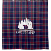 Gemütliches Kabinendekor, klassisch Kariert in Nav Duschvorhang (Vorderseite)