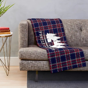 Gemütliches Kabinendekor, klassisch Kariert in Nav Fleecedecke