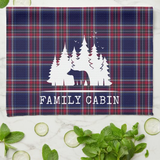 Gemütliches Kabinendekor, klassisch Kariert in Nav Geschirrtuch (Gefaltet)