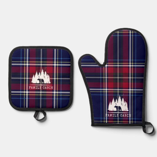 Gemütliches Kabinendekor, klassisch Kariert in Nav Ofenhandschuh & Topflappen-Set (Vorderseite)