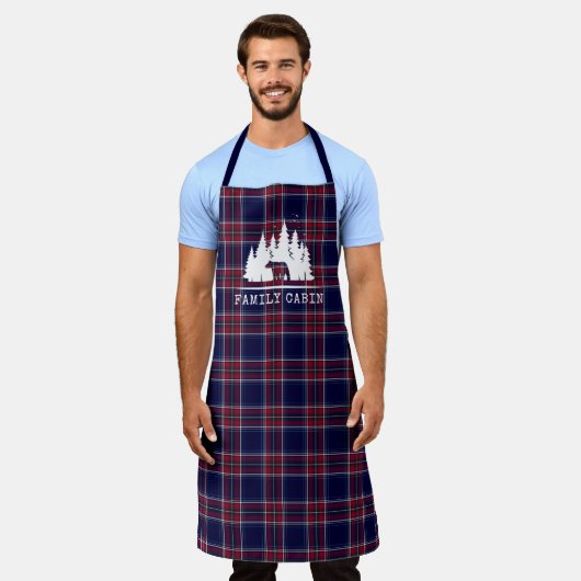 Gemütliches Kabinendekor, klassisch Kariert in Nav Schürze (Getragen)