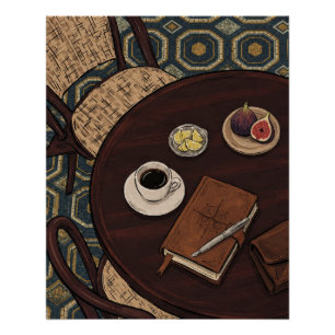 Gemütliches Kaffee & Bücher Bohemianische Kunst Poster