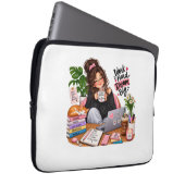 Gemütliches Kaffee-Studien-Mädchen – Hart arbeiten Laptopschutzhülle (Vorne Rechts)