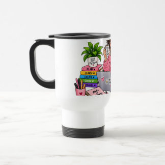 Gemütliches Kaffee-Studien-Mädchen – Hart arbeiten Reisebecher