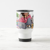 Gemütliches Kaffee-Studien-Mädchen – Hart arbeiten Reisebecher (Mittel)