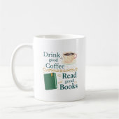 Gemütliches Kaffee- und Buchliebhaber-Zitat-Design Kaffeetasse (Links)