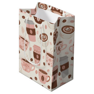 Gemütliches Kaffeetassen-Muster (10) Mittlere Geschenktüte