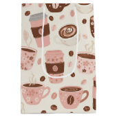 Gemütliches Kaffeetassen-Muster (10) Mittlere Geschenktüte (Rückseite)