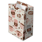 Gemütliches Kaffeetassen-Muster (10) Mittlere Geschenktüte (Rückseite Schrägansicht)