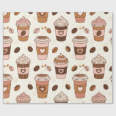 Gemütliches Kaffeetassen-Muster (12) Geschenkpapier (Flach)
