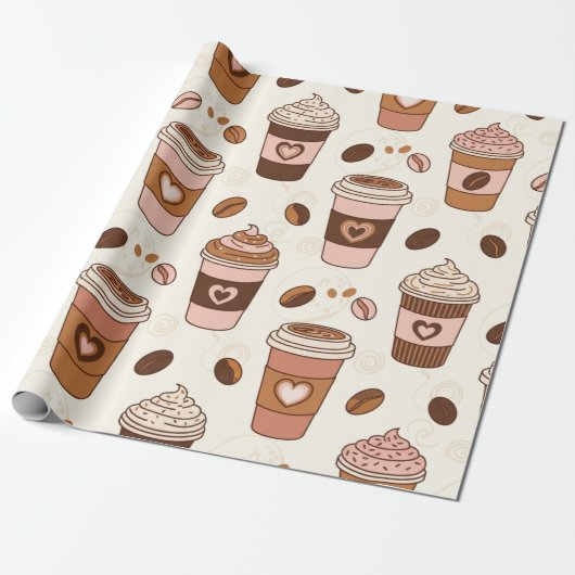 Gemütliches Kaffeetassen-Muster (12) Geschenkpapier (Ungerollt)