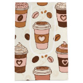 Gemütliches Kaffeetassen-Muster (12) Mittlere Geschenktüte (Rückseite)