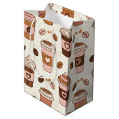 Gemütliches Kaffeetassen-Muster (12) Mittlere Geschenktüte (Rückseite Schrägansicht)
