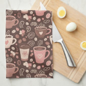 Gemütliches Kaffeetassen-Muster (2) Geschirrtuch (Viertel Falte)